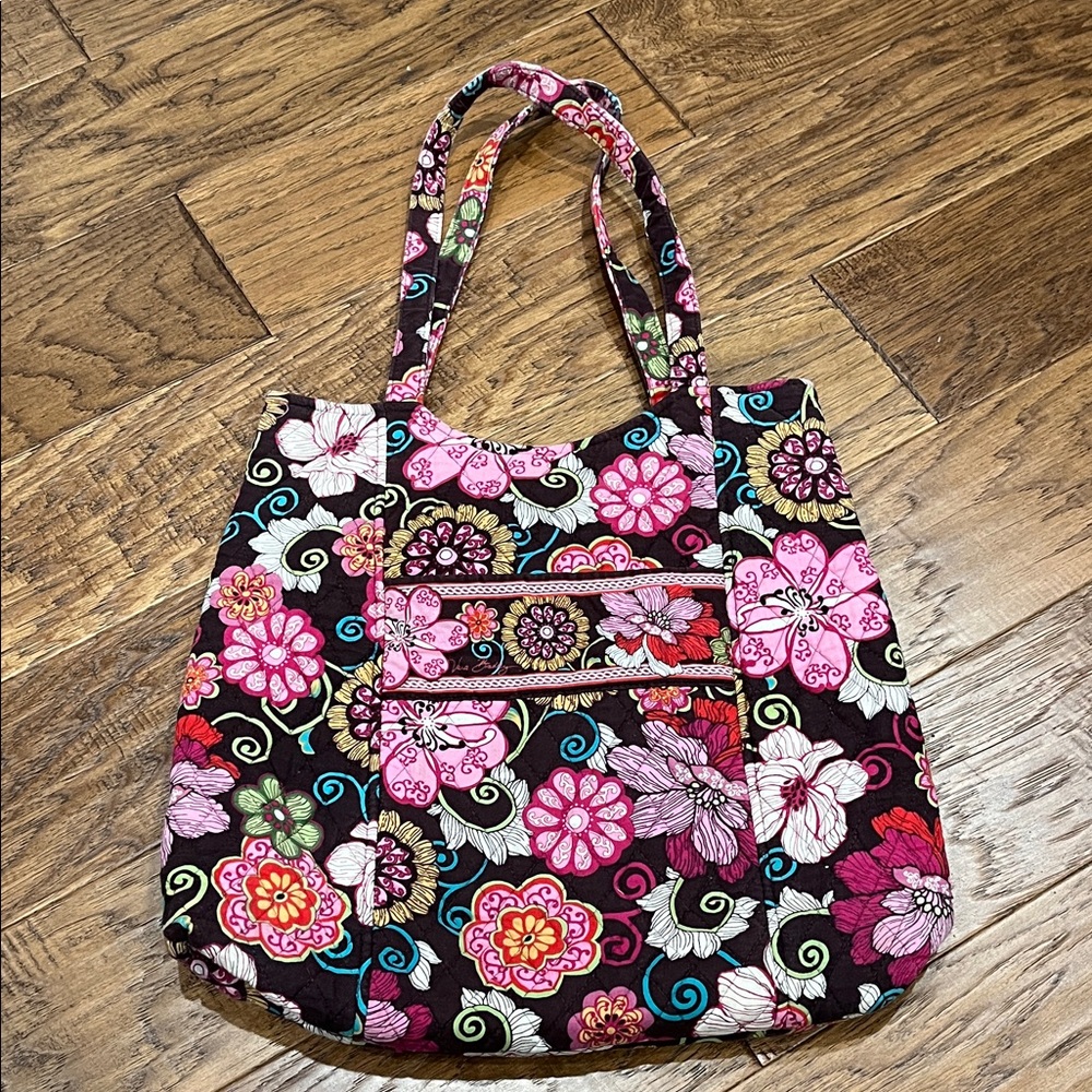 Vera Bradley Pink and Black Floral Tote